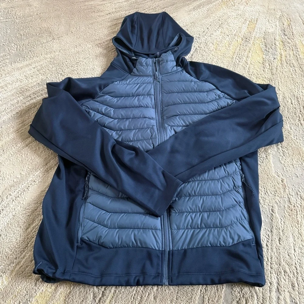 Columbia coat White Out Omni Heat 2 Tone Blue Hybrid  Hooded Jacket XL